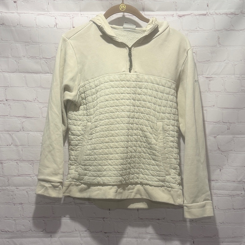 Columbia Women's Off-White Cream‎ Quilted Pullover Hoodie Sweatshirt Size Small